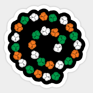 St Patricks Day Shamrock Spiral Green White Orange Sticker